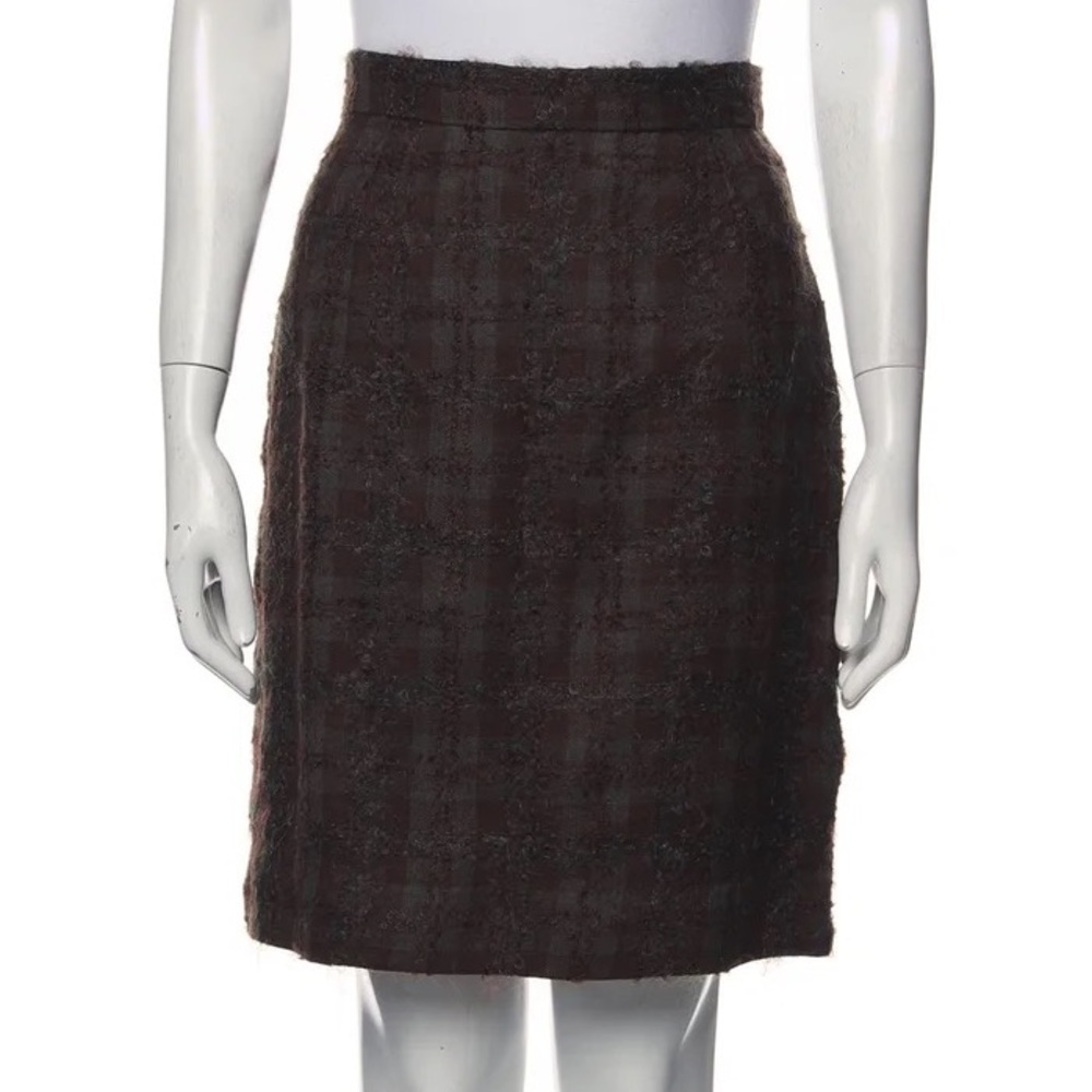 Eric‎ Gaskins plaid print Wool pencil Skirt workwear